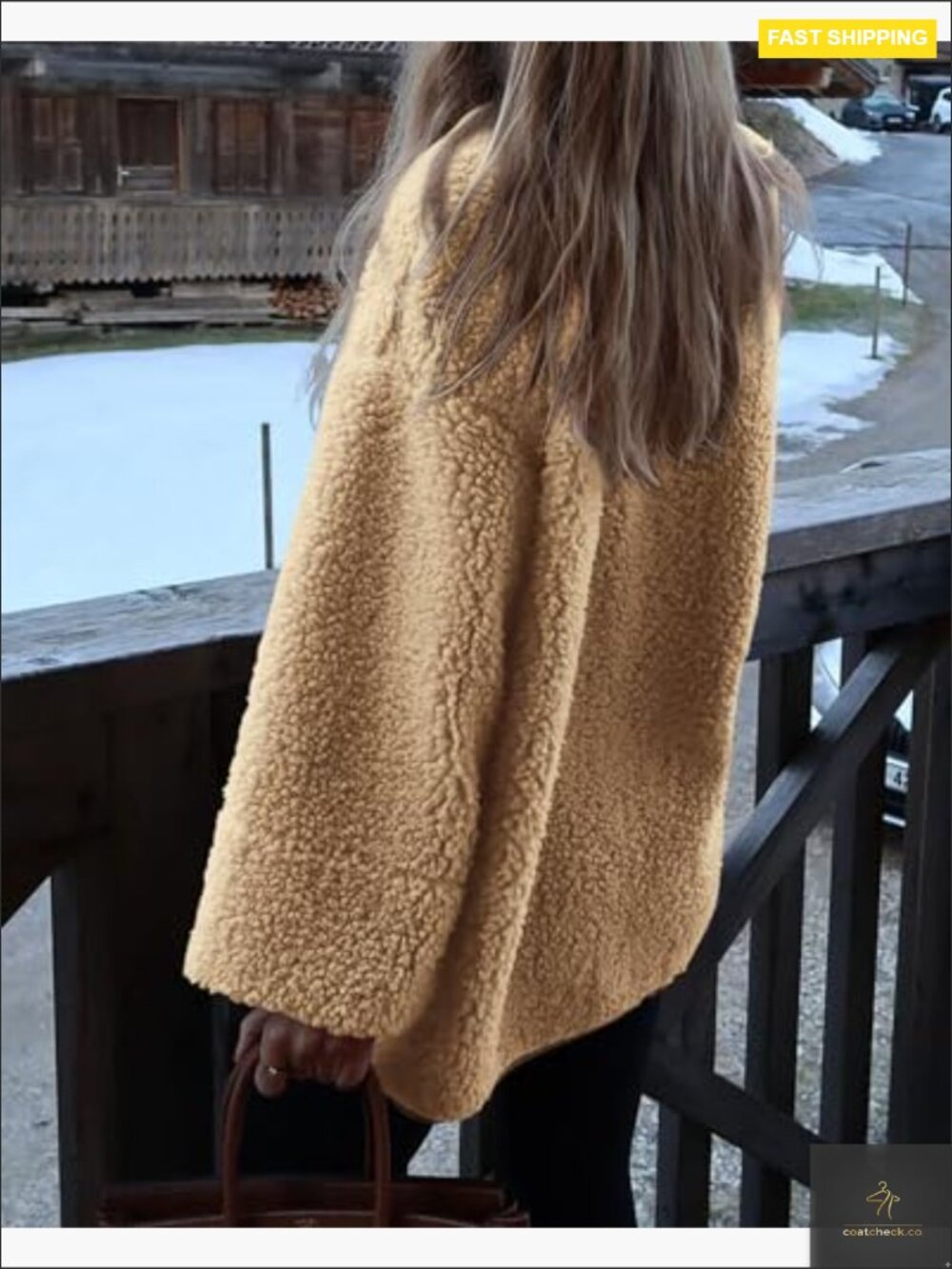 Elegant Long Sleeve Fuzzy Sherpa Button Up Coat Winter Women Outerwear Jacket - Picture 5 of 7